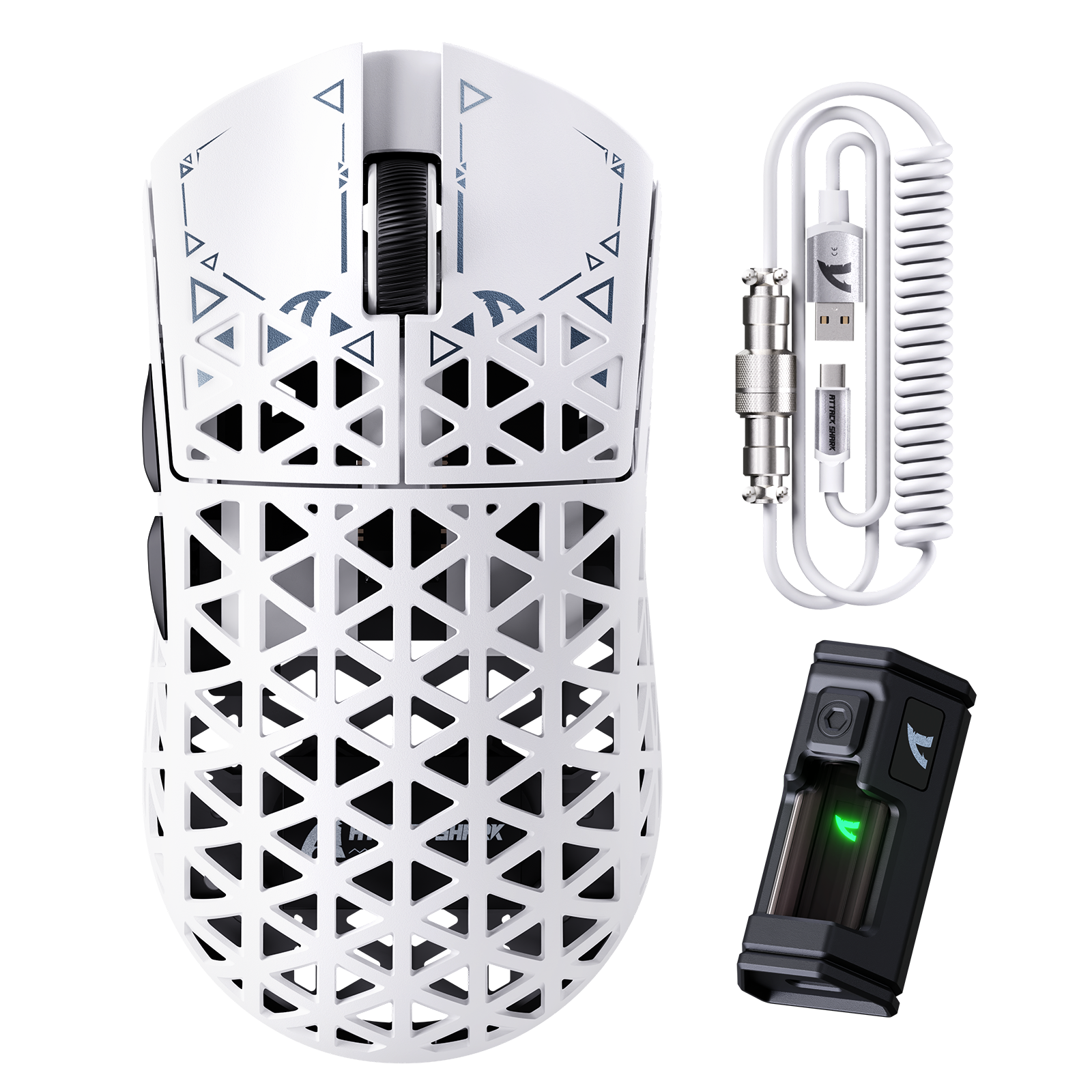 ATTACK SHARK R5 ULTRA Carbon Fiber Draadloze 8K PAW3950MAX Gaming Muis met 8K Opgerolde Kabel