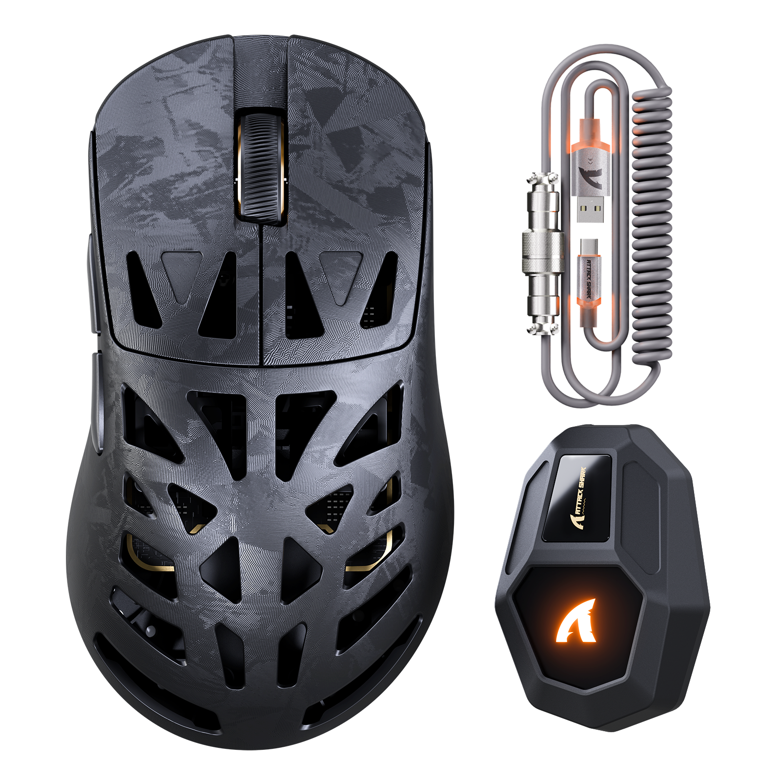 ATTACK SHARK RS6 ULTRA draadloze gamingmuis van koolstofvezel met PAW3955MAX-sensor