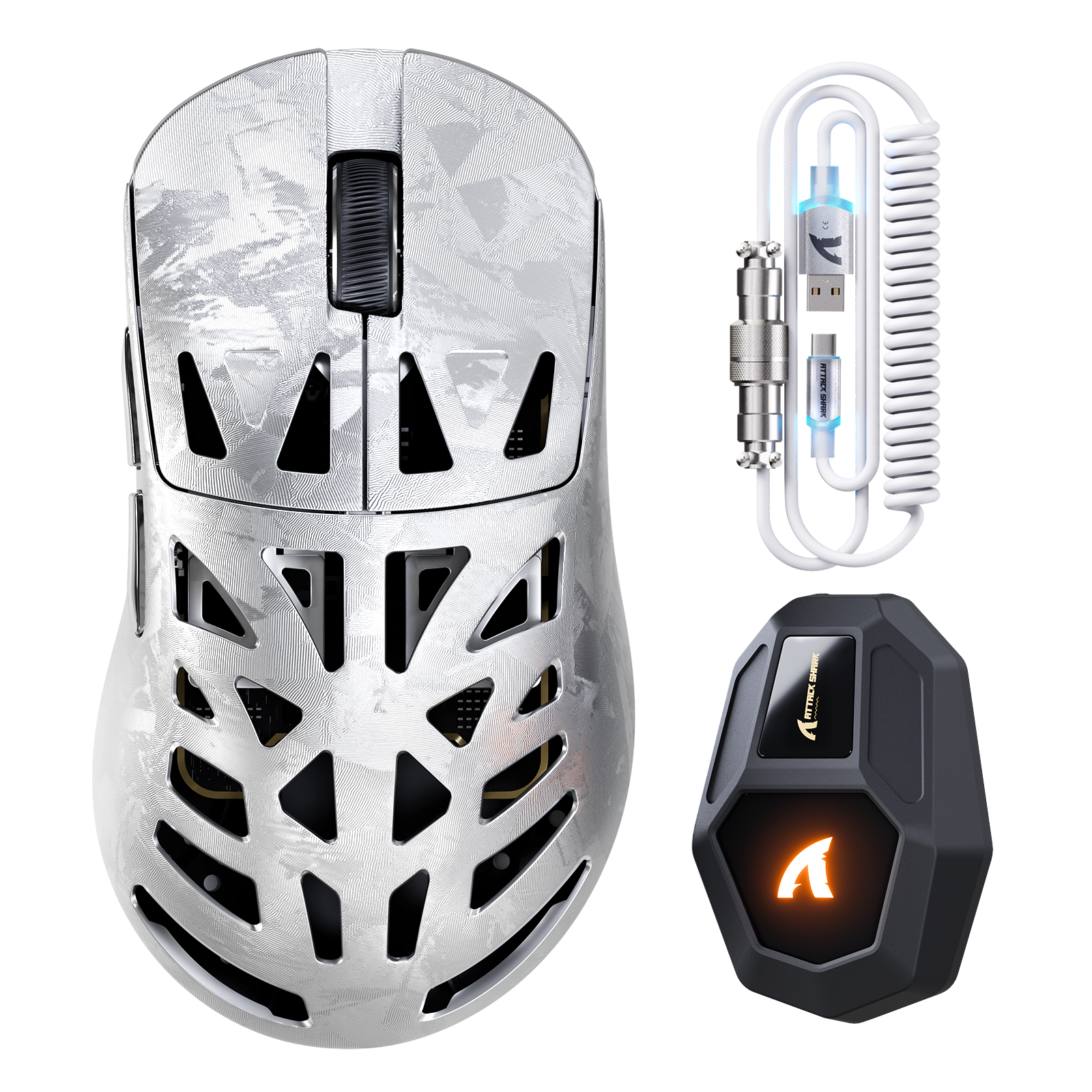 ATTACK SHARK RS6 ULTRA draadloze gamingmuis van koolstofvezel met PAW3955MAX-sensor