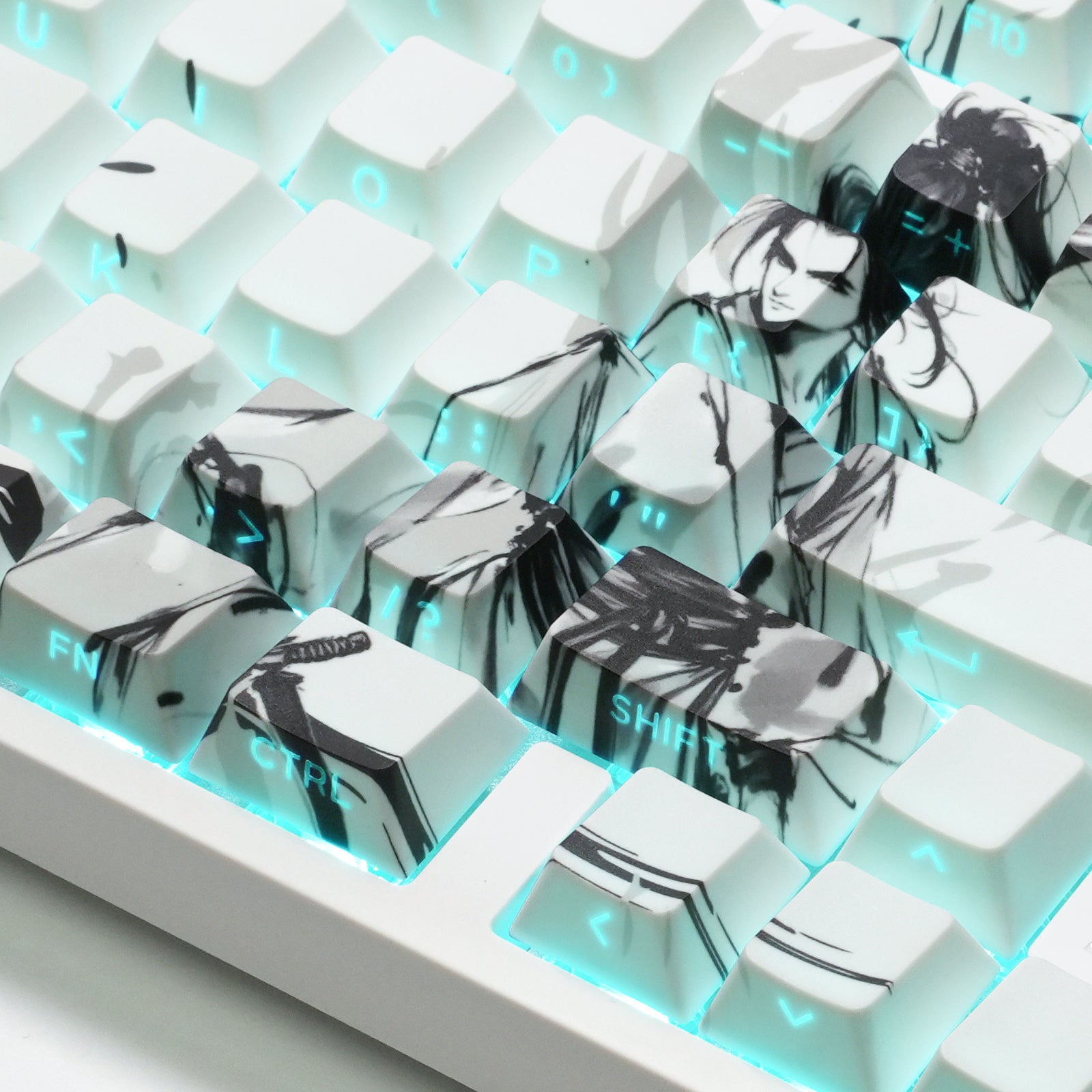 ATTACK SHARK SK02 129 toetsen PBT-keycaps met opdruk aan de zijkant, ANSI/ISO, Dolende Ridder
