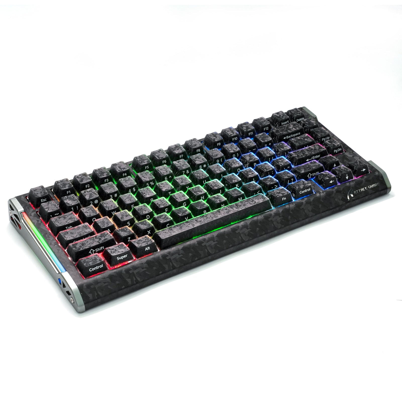 ATTACK SHARK SK04 119 toetsen, gesmede koolstofvezel-kristallen keycaps, ANSI/ISO
