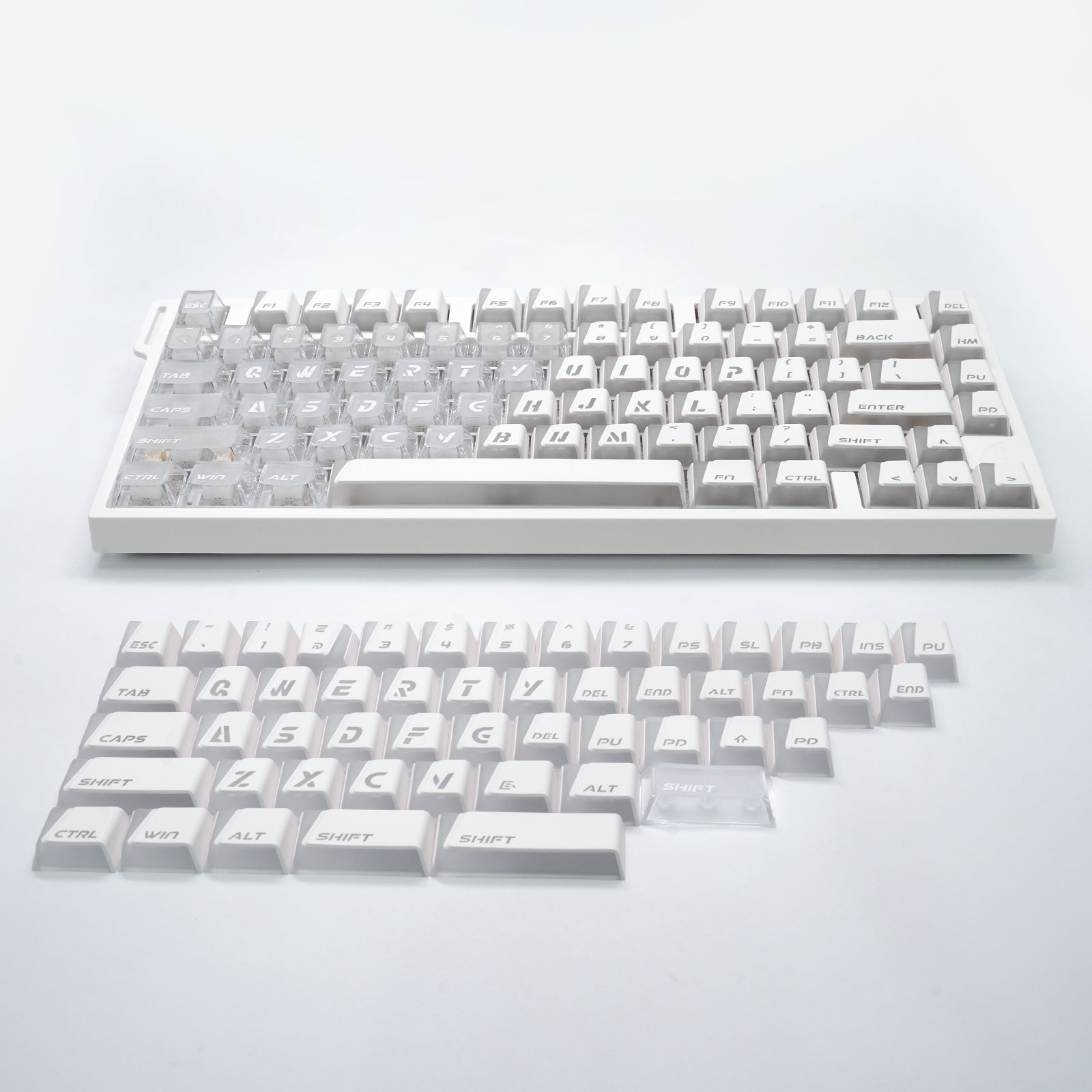 ATTACK SHARK SK07 131 toetsen Prism Shine-Through-toetskappen, ANSI, wit