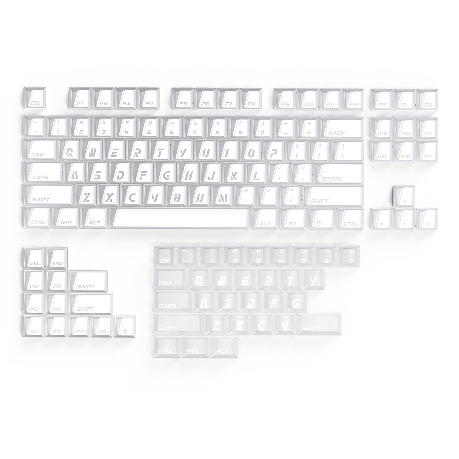 ATTACK SHARK SK07 131 toetsen Prism Shine-Through-toetskappen, ANSI, wit