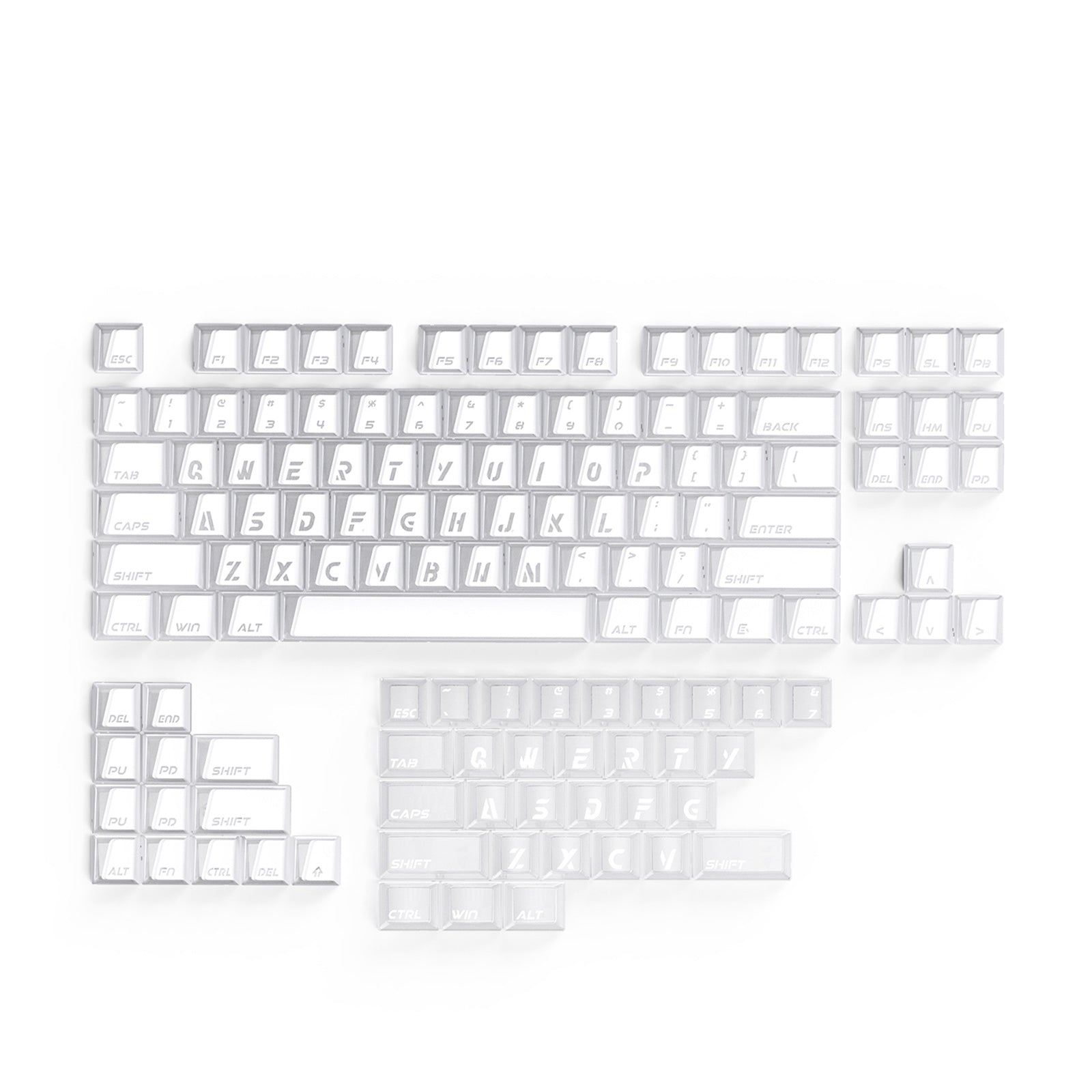 ATTACK SHARK SK07 131 toetsen Prism Shine-Through-toetskappen, ANSI, wit