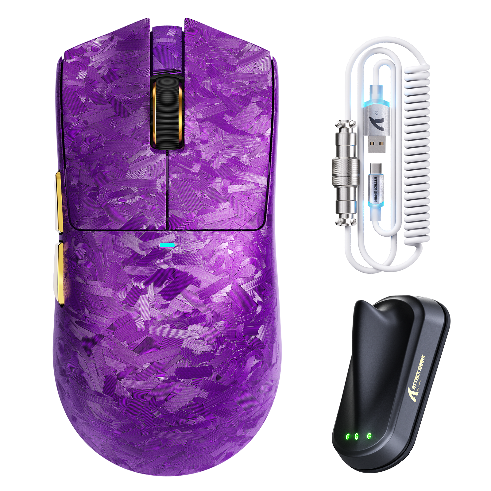 ATTACK SHARK X11 ULTRA Carbon Fiber Draadloze Gaming Muis Met C06 Ultra LED Kabel