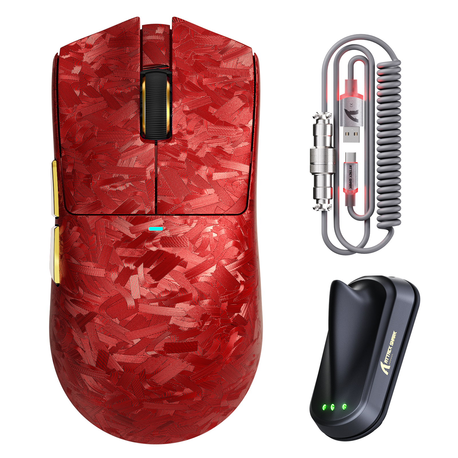 ATTACK SHARK X11 ULTRA Carbon Fiber Draadloze Gaming Muis Met C06 Ultra LED Kabel