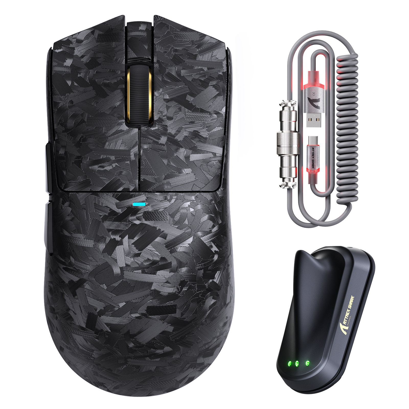 ATTACK SHARK X11 ULTRA Carbon Fiber Draadloze Gaming Muis Met C06 Ultra LED Kabel