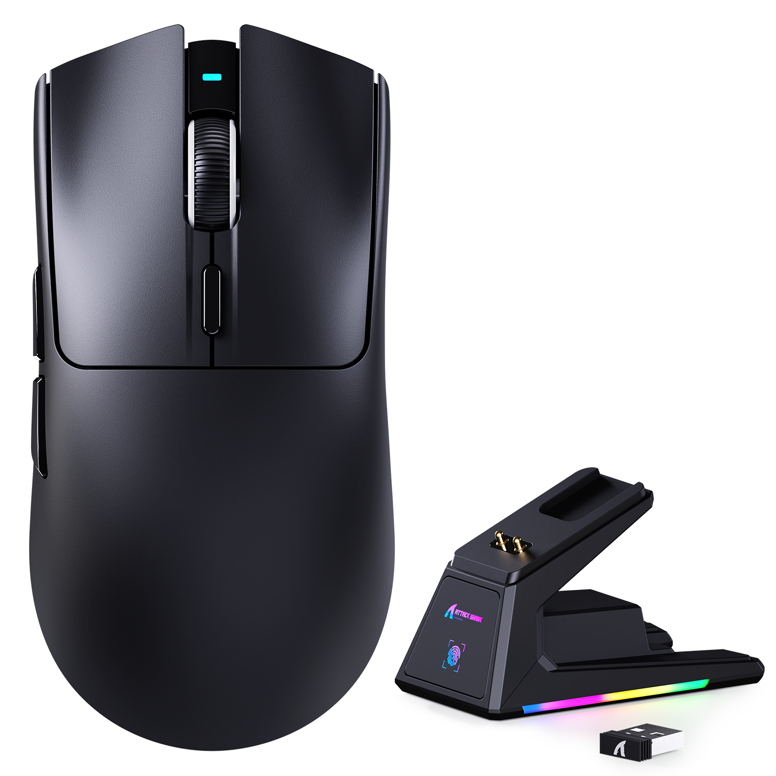 ATTACK SHARK X1 Tri-mode Gaming Muis Met Touchpad RGB Oplaaddock PAW3395PRO Sensor