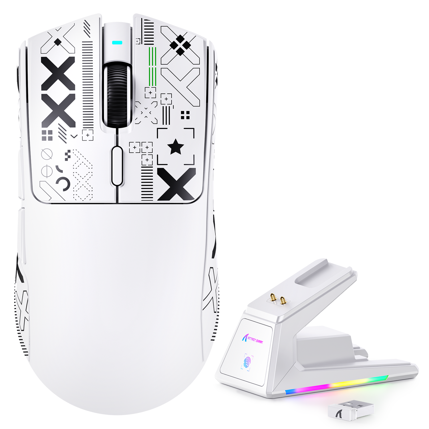 ATTACK SHARK X1 Tri-mode Gaming Muis Met Touchpad RGB Oplaaddock PAW3395PRO Sensor