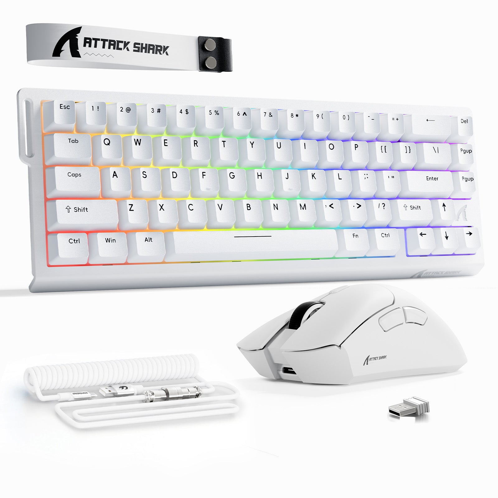 ATTACK SHARK X68HE Rapid Trigger Toetsenbord + R1 Draadloze Gaming Muis + C01 Gevlochten Kabel Bundel
