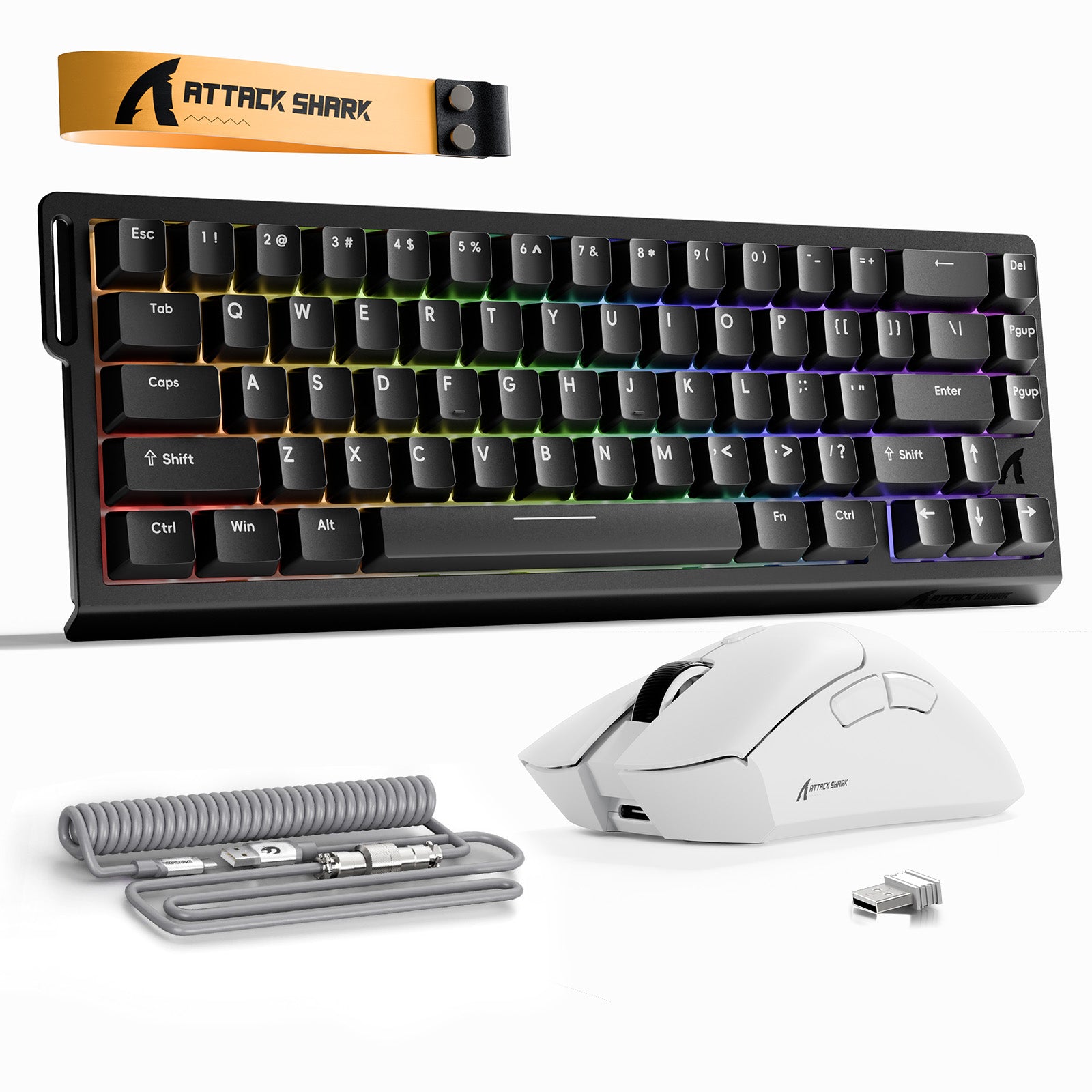 ATTACK SHARK X68HE Rapid Trigger Toetsenbord + R1 Draadloze Gaming Muis + C01 Gevlochten Kabel Bundel