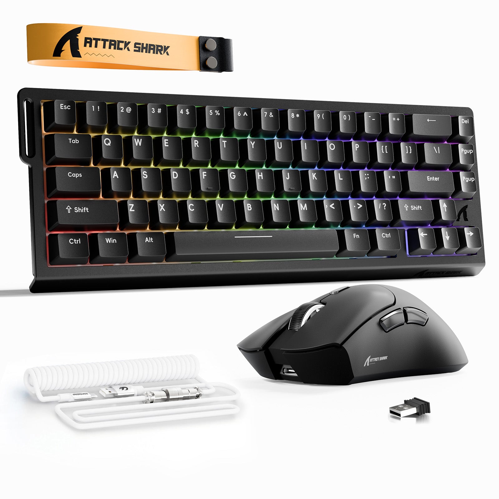 ATTACK SHARK X68HE Rapid Trigger Toetsenbord + R1 Draadloze Gaming Muis + C01 Gevlochten Kabel Bundel