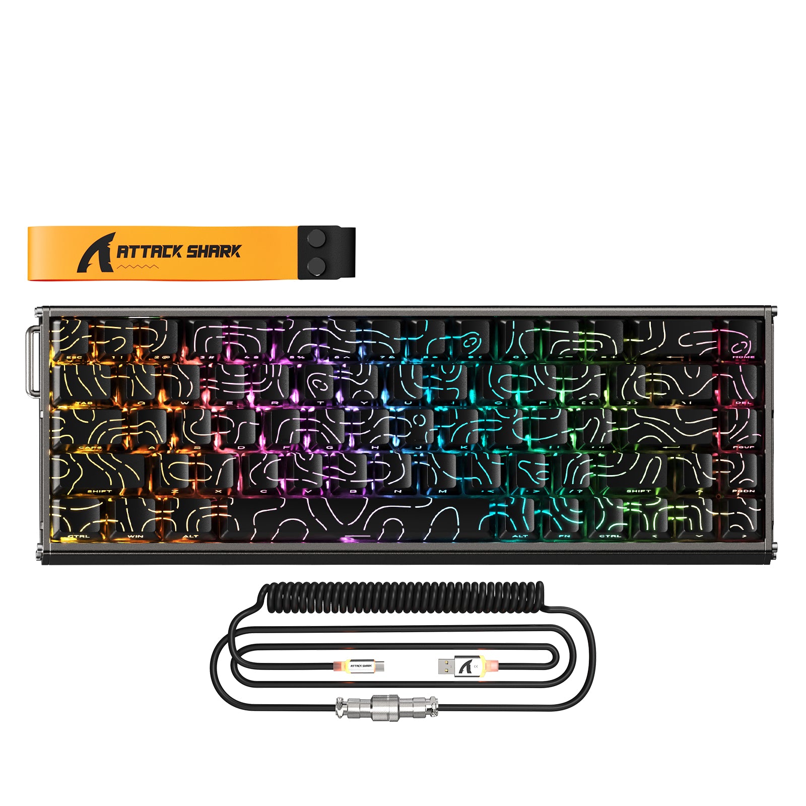 ATTACK SHARK X68MAX HE Rapid Trigger CNC Aluminium Toetsenbord Magnetische Schakelaar met C01Ultra RGB Opgerolde Kabel
