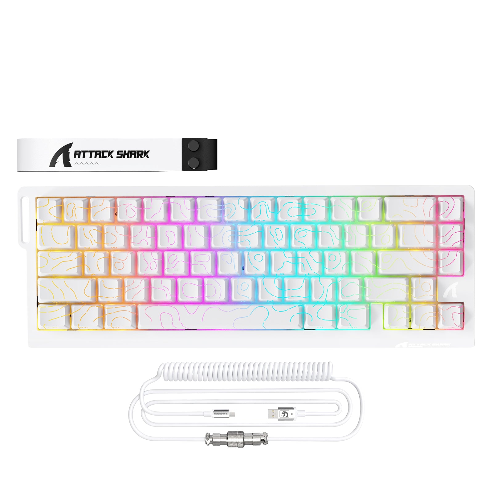 ATTACK SHARK X68MAX HE Rapid Trigger CNC Aluminium Toetsenbord Magnetische Schakelaar met C01Ultra RGB Opgerolde Kabel