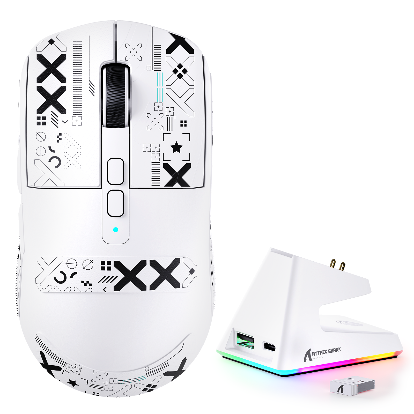 ATTACK SHARK X6 Gaming Muis met Drie Modi en Oplaaddock