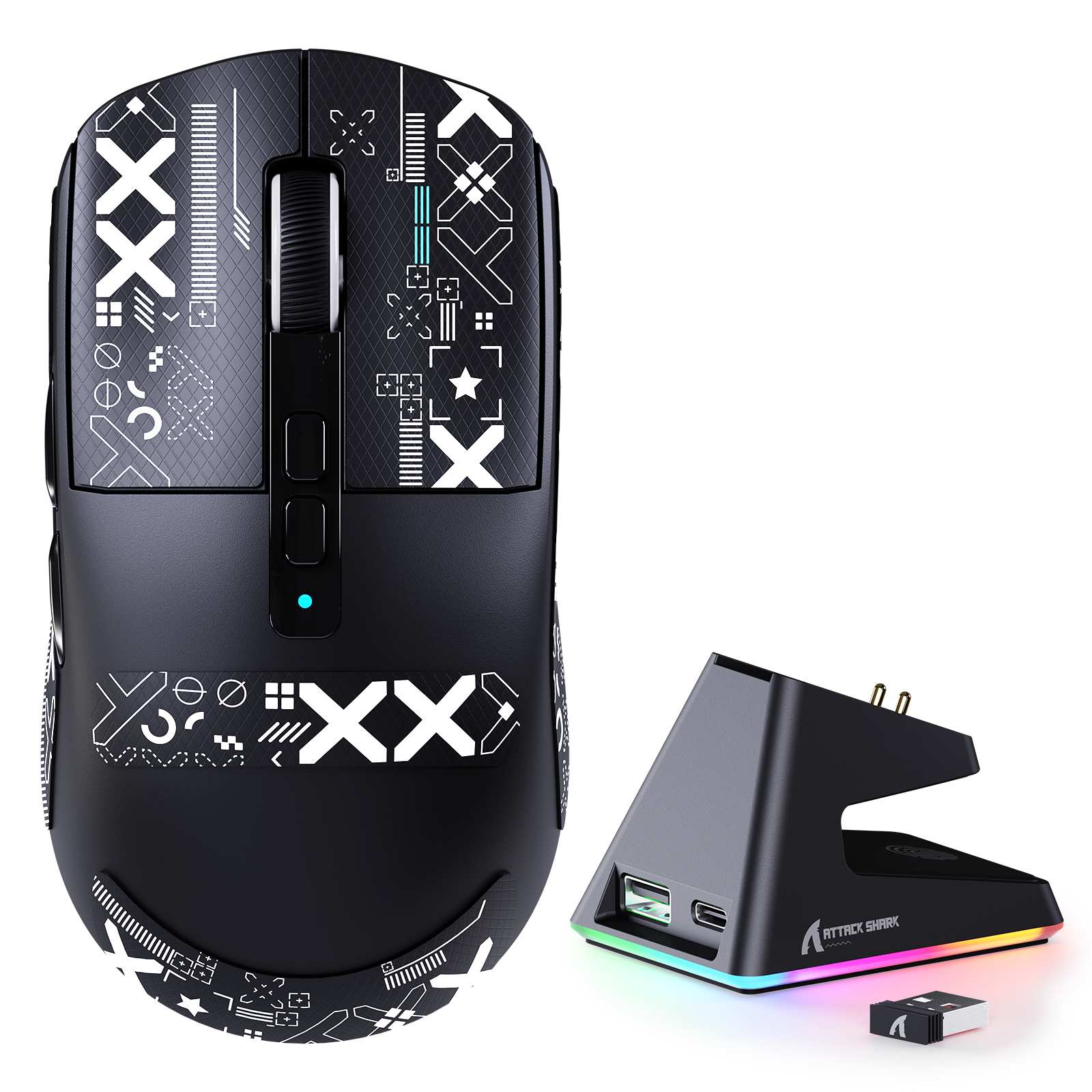 ATTACK SHARK X6 Gaming Muis met Drie Modi en Oplaaddock