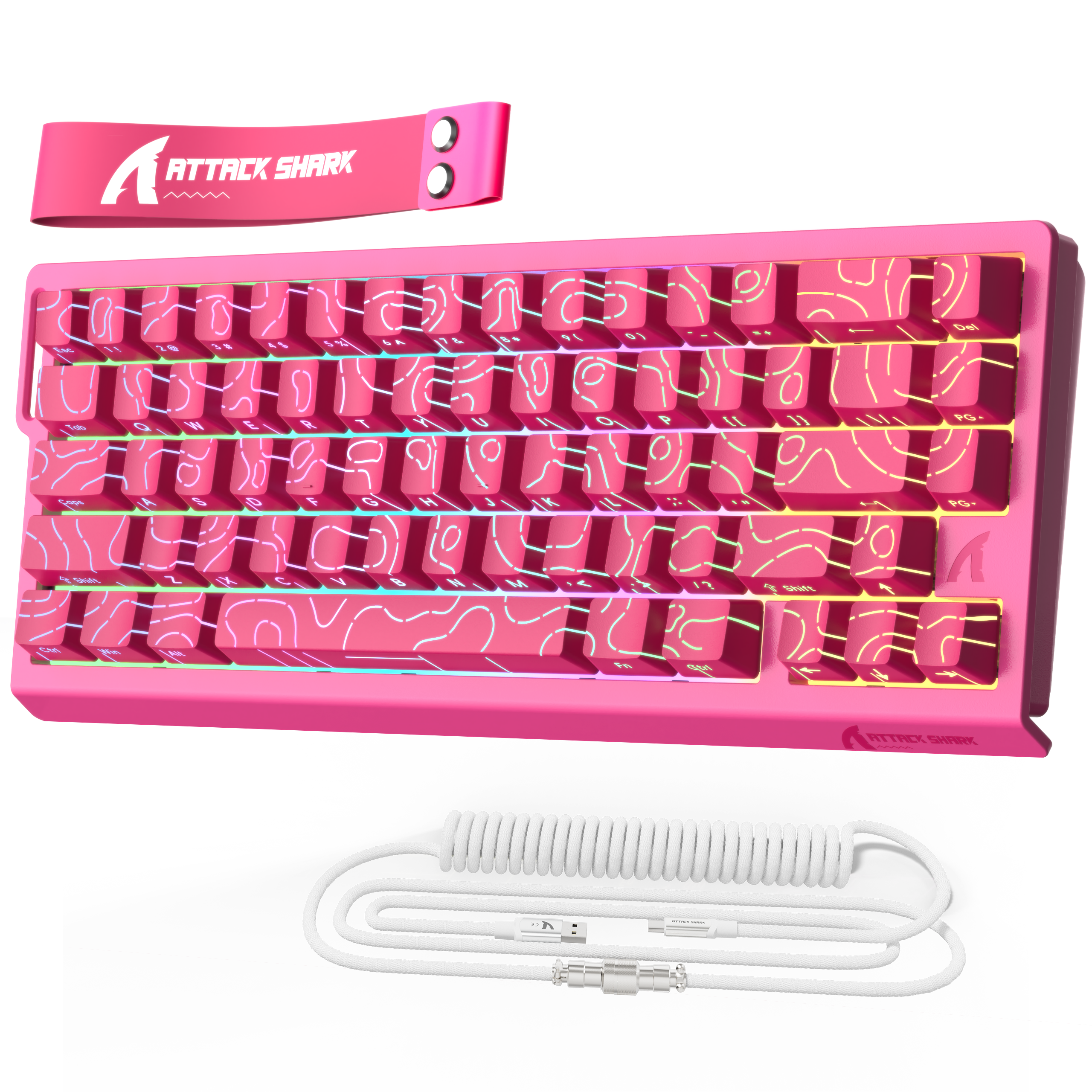 ATTACK SHARK X68 HE Snelle Trigger Toetsenbord Magnetische Schakelaar met C01PRO Opgerolde Kabel