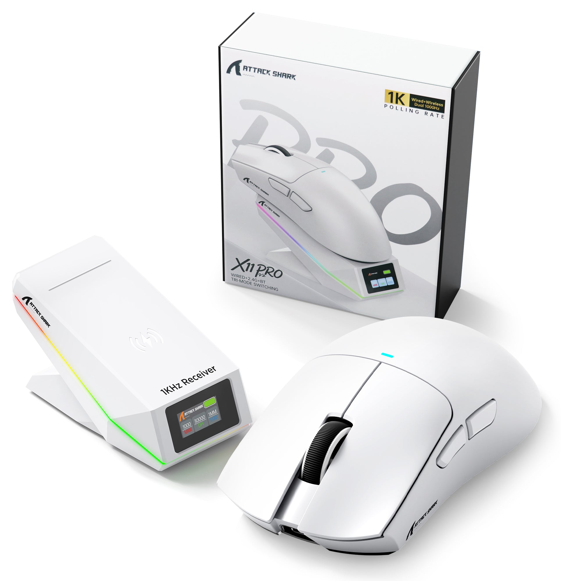 ATTACK SHARK X11 PRO V2 Draadloze Gaming Muis met TFT Display Oplaadstation