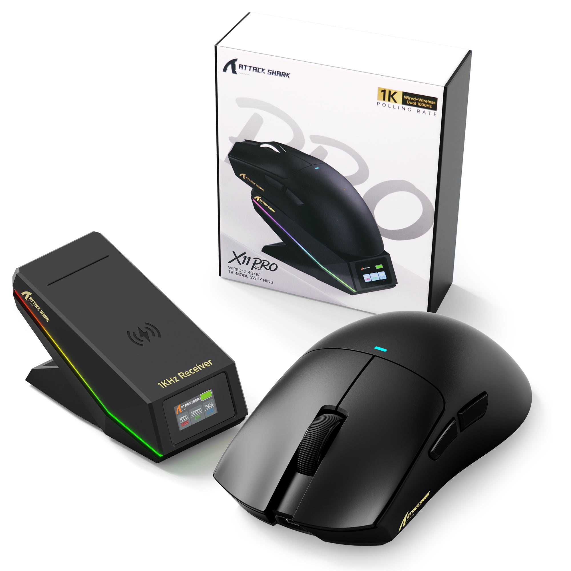 ATTACK SHARK X11 PRO V2 Draadloze Gaming Muis met TFT Display Oplaadstation