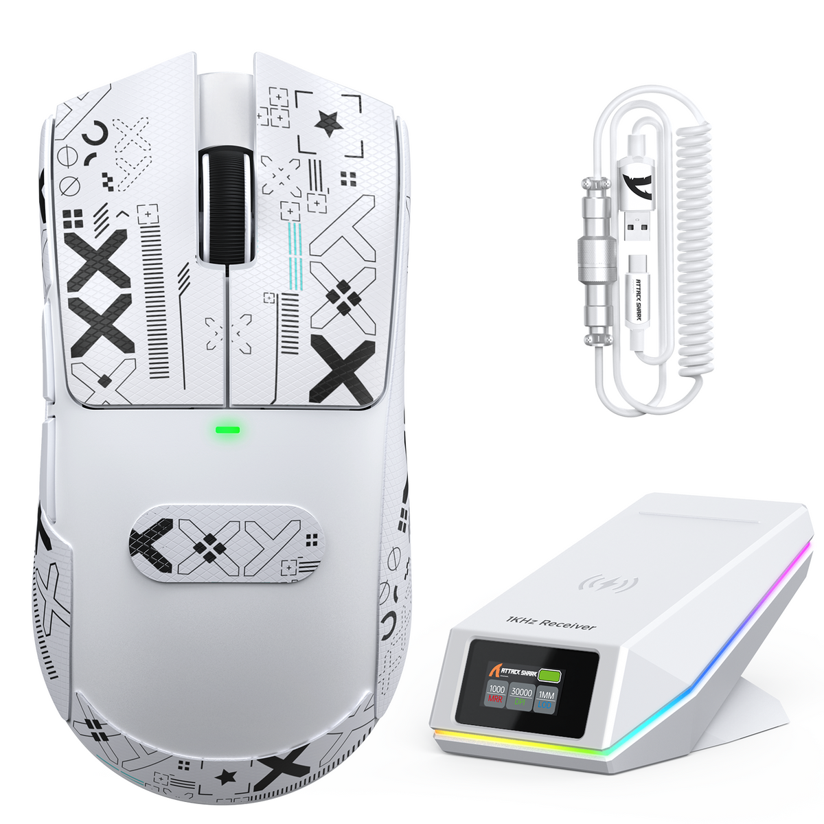 ATTACK SHARK X11 PRO V2 Draadloze Gaming Muis met TFT Display Oplaadstation met C06 Opgerolde Kabel